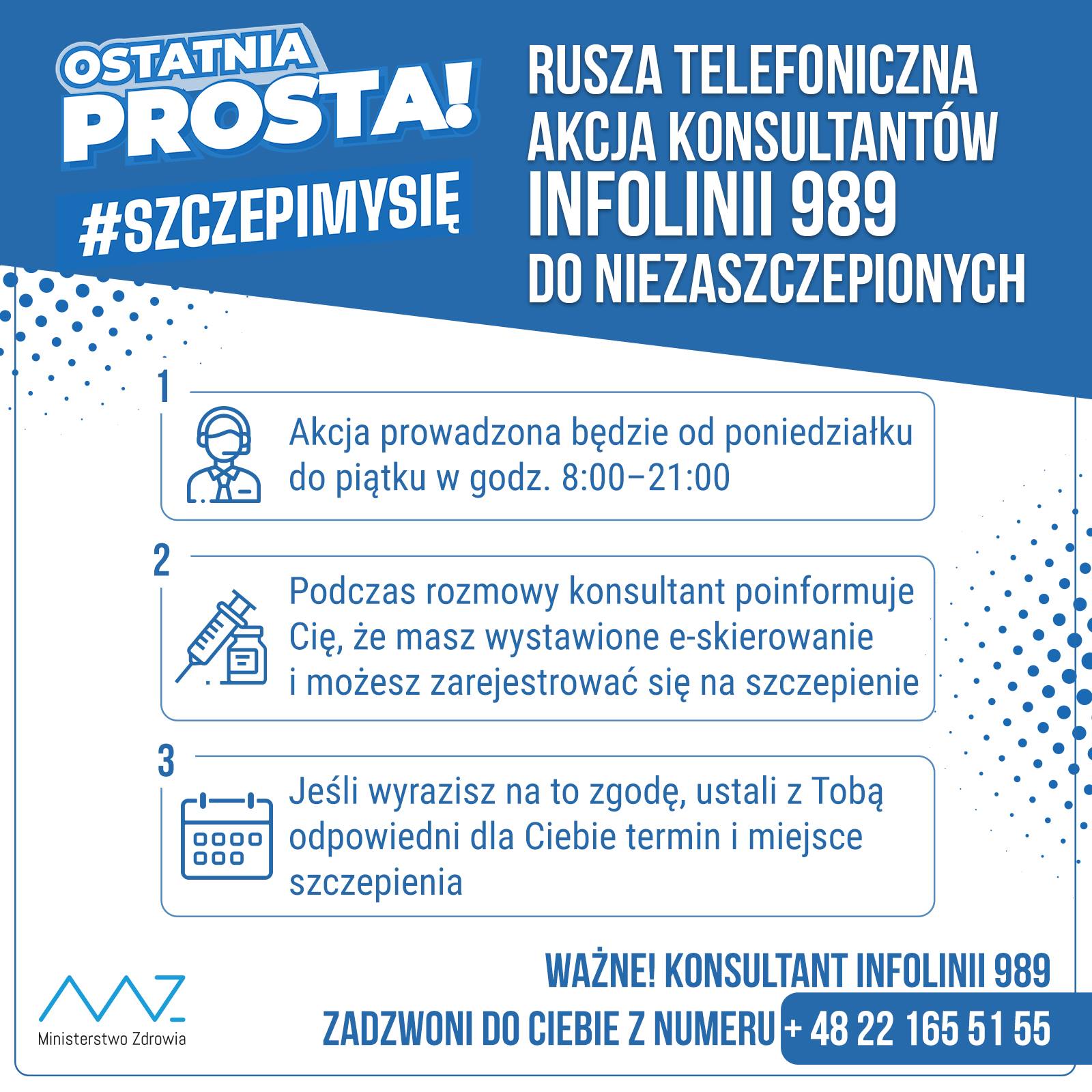 Rusza telefoniczna akcja konsultantów Infolinii 989 do niezaszczepionych