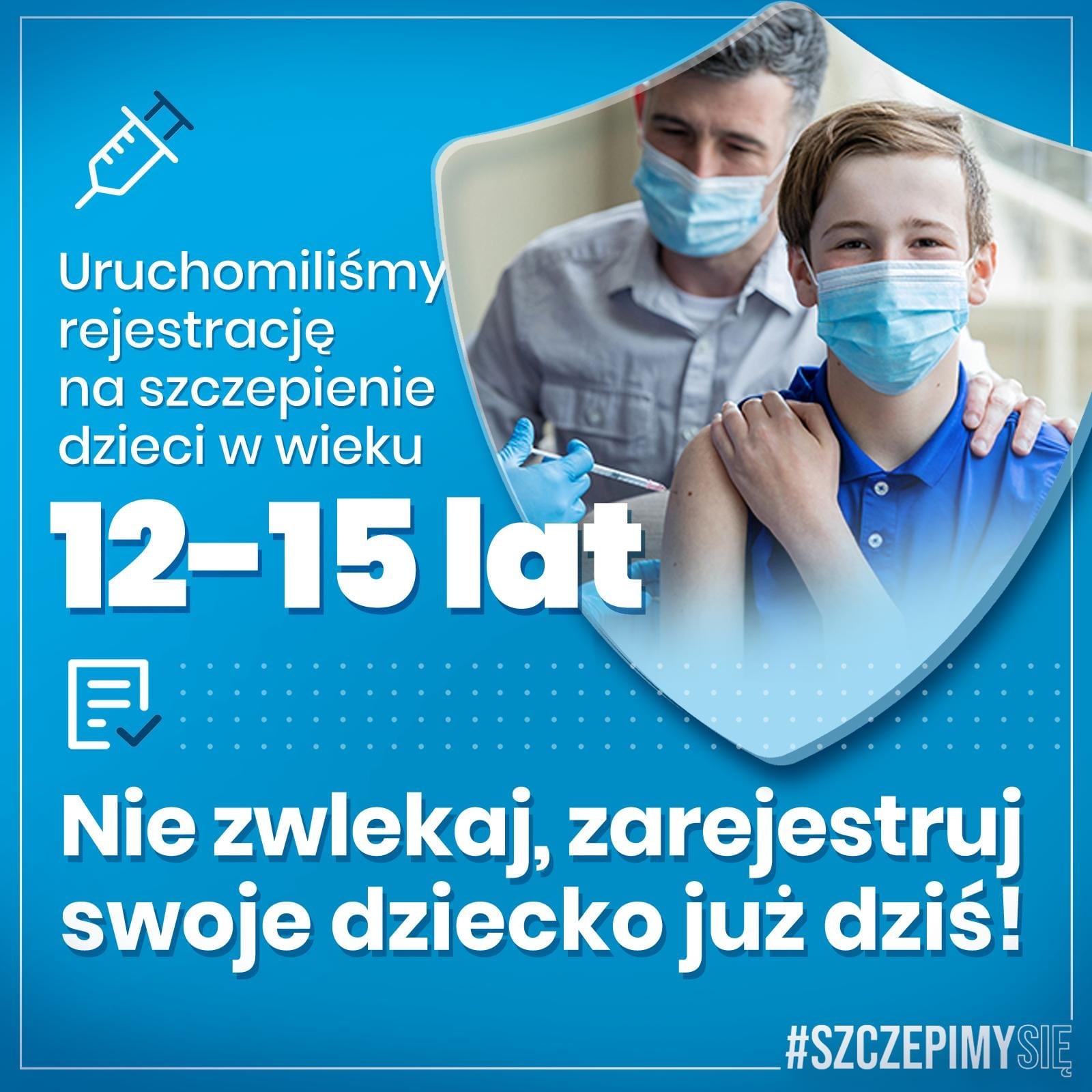 Uruchomiliśmy rejestrację na szczepienie dzieci w wieku 12-15 lat