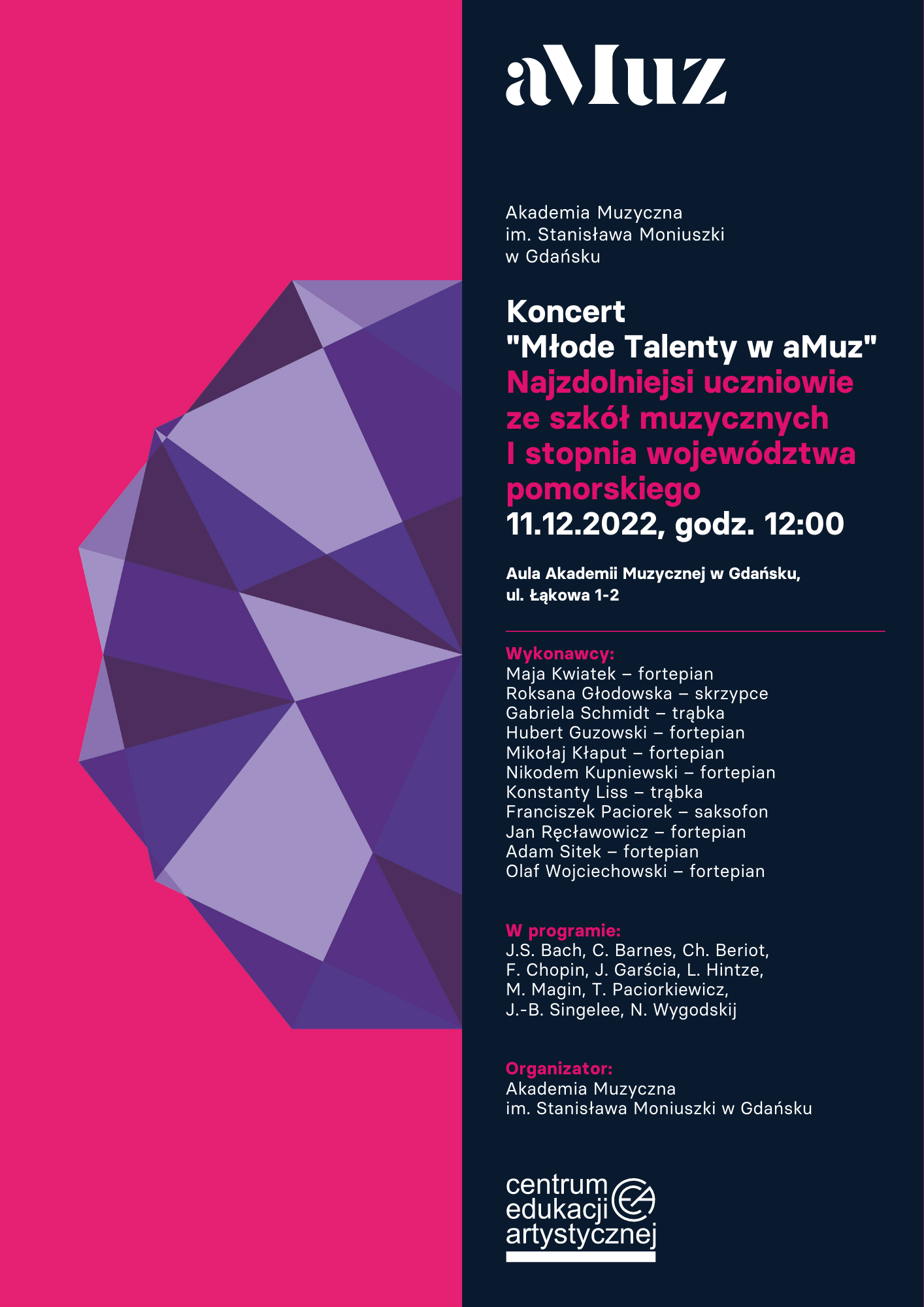 Plakat koncertu Młode Talenty w aMuz