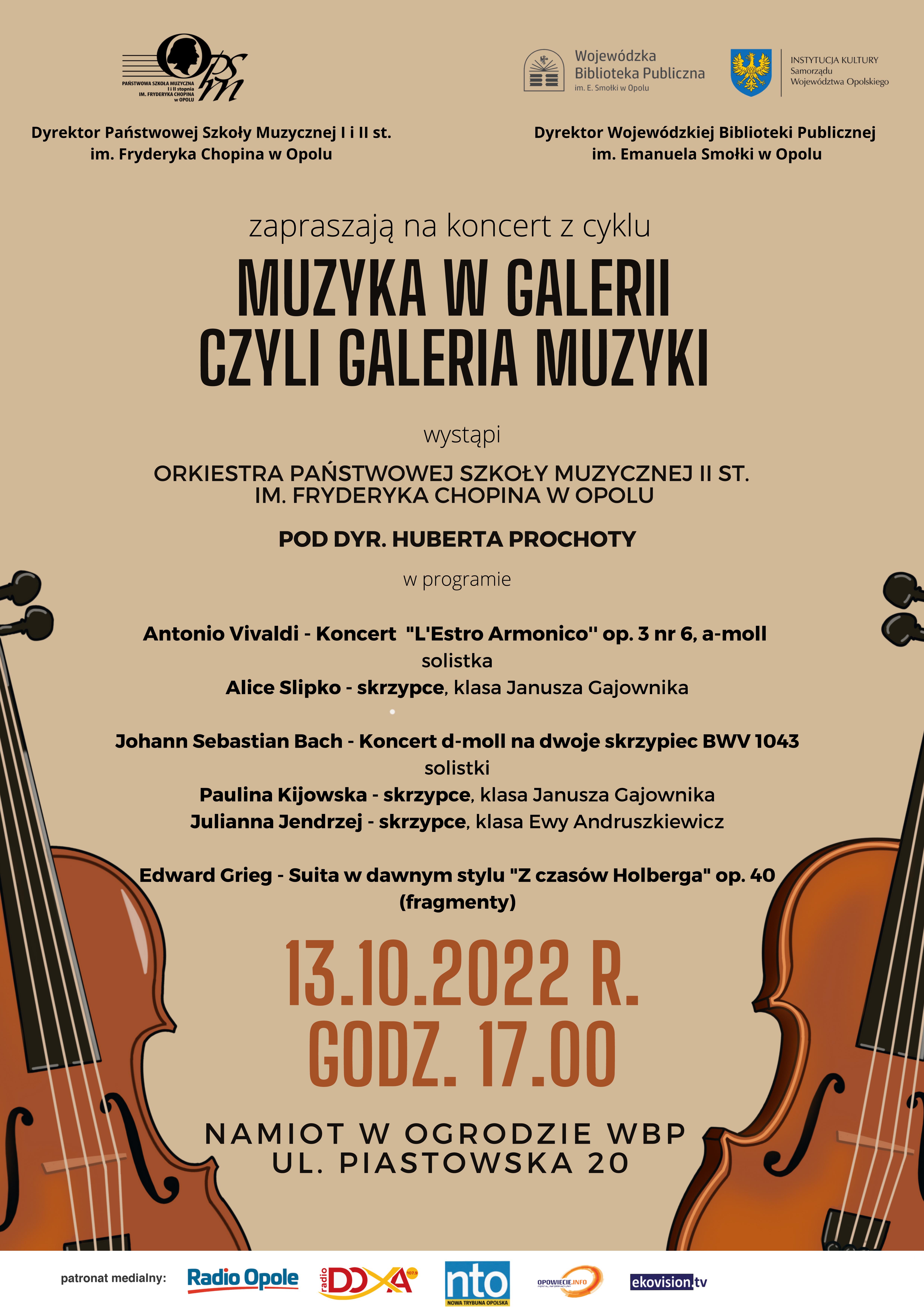 Plakat październikowego Koncertu Muzyka w Galerii czyli Galeria Muzyki