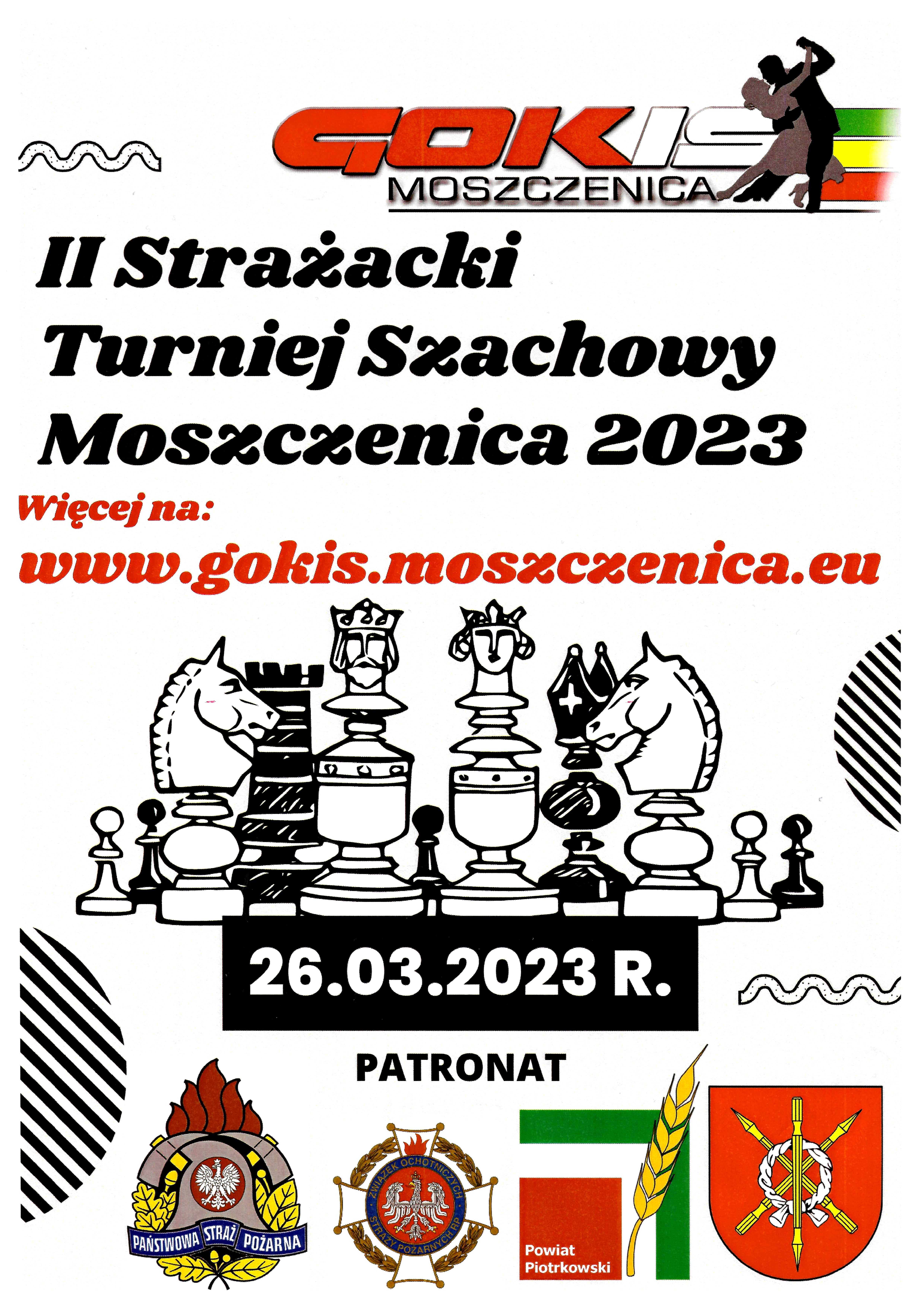 II Strażacki Turniej Szachowy Moszczenica 2023 odbędzie się 26.03.2023, więcej informacji na www.gokis.moszczenica.eu