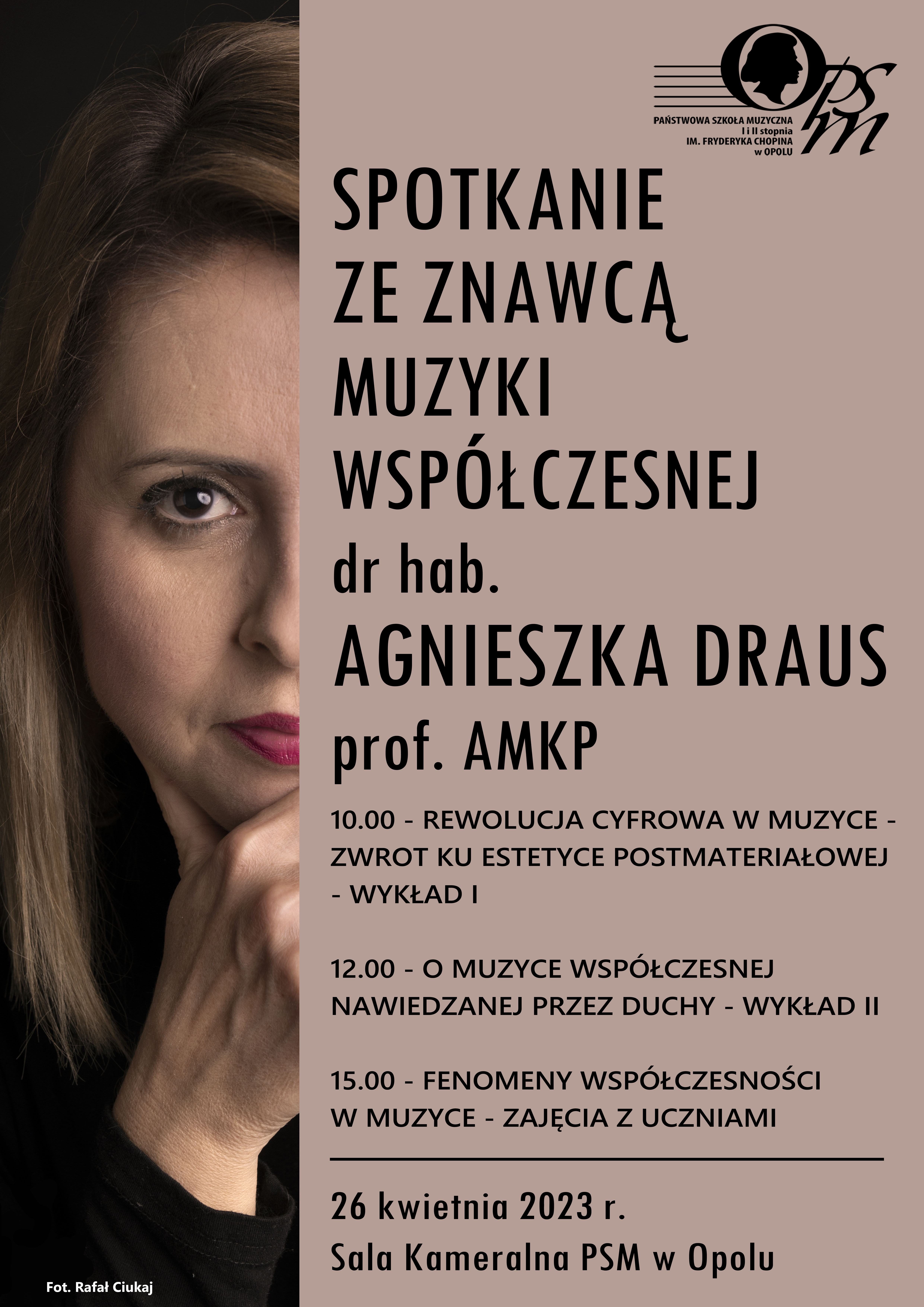 Plakat promujący spotkanie z Agnieszką Draus