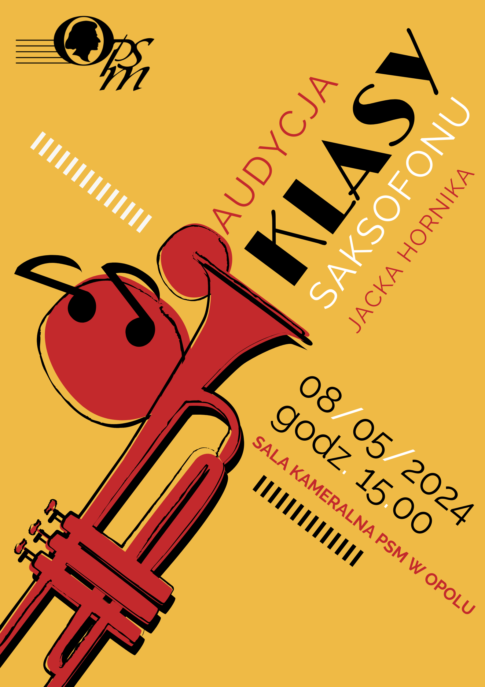 Plakat audycji klasy saksofonu Jacka Hornika
