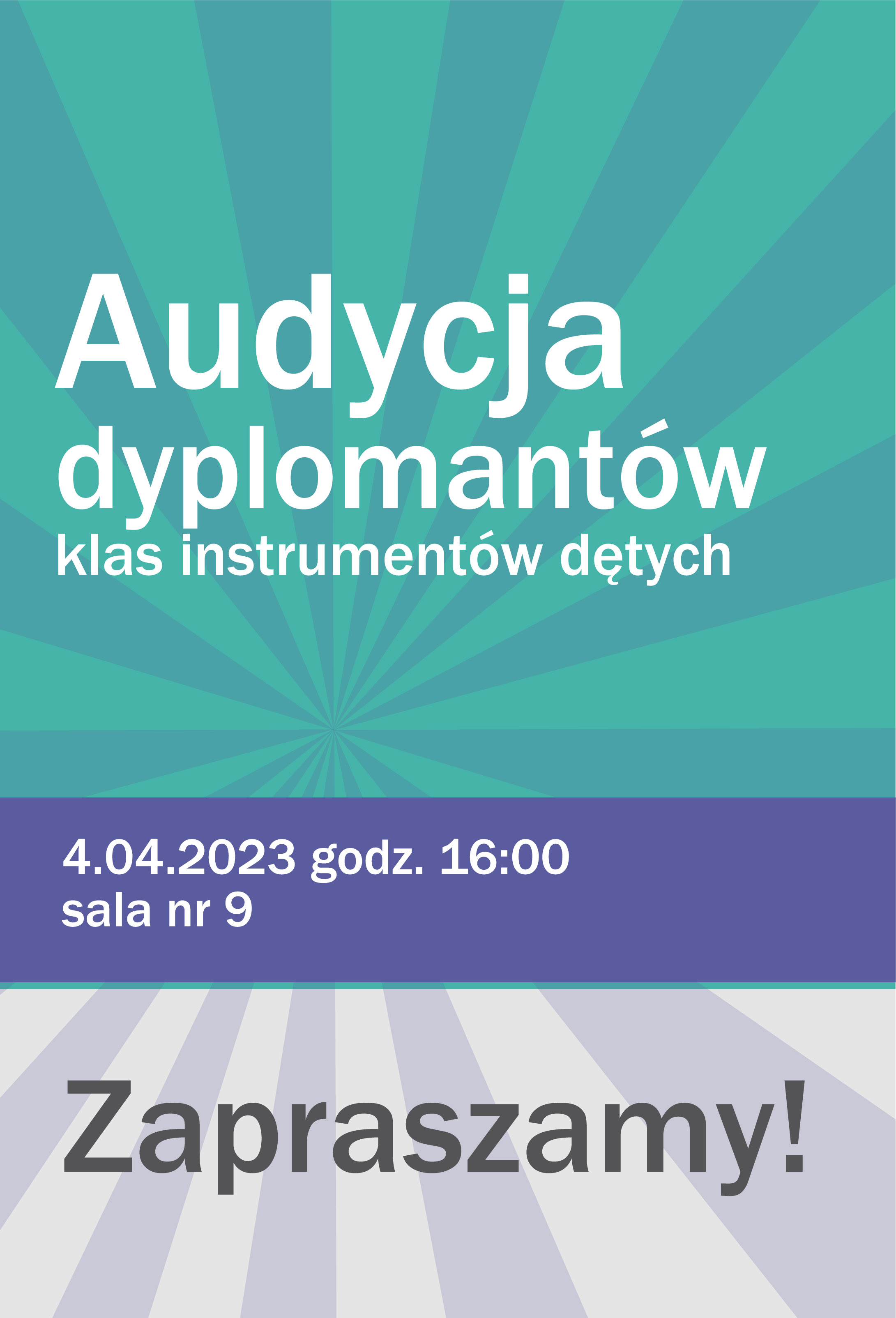 Plakat trzeciej audycji dyplomantów klas instrumentów dętych