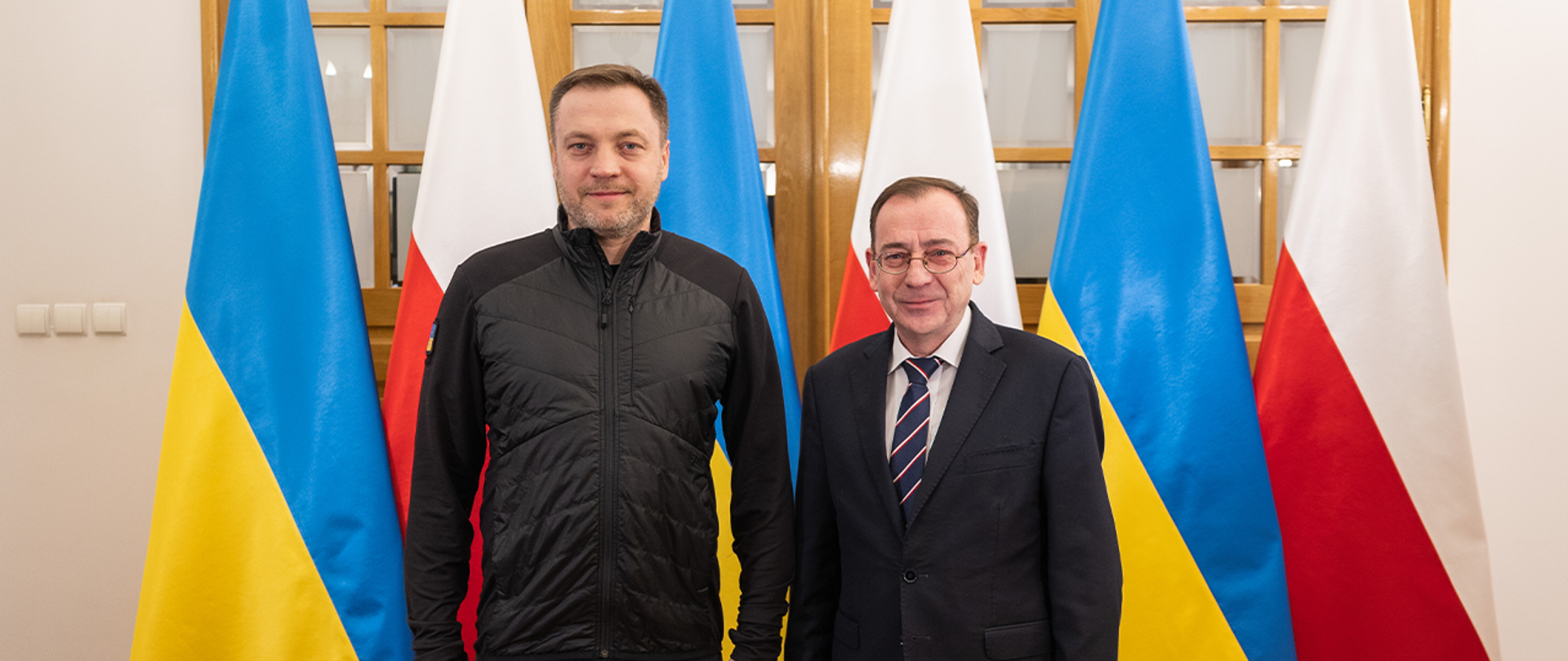 Spotkanie ministra Mariusza Kamińskiego z ministrem spraw wewnętrznych Ukrainy Denysem Monastyrskim.