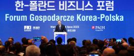 Prezydent RP Andrzej Duda przemawia podczas Forum gospodarczego Korea-Polska.