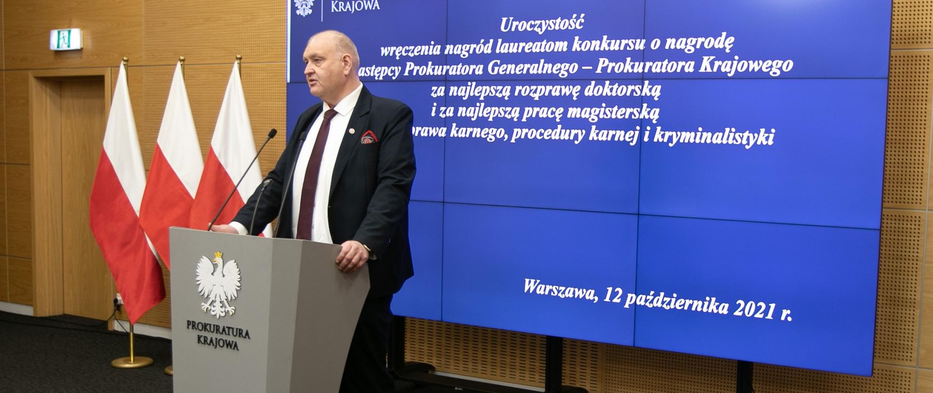 I Zastępca Prokuratora Generalnego - Prokurator Krajowy Bogdan Święczkowski podczas przemówienia