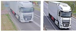 Zdjęcia z kamer systemów infrastruktury przydrożnej dokumentujące przejazd ciężarówki po drogach krajowych.