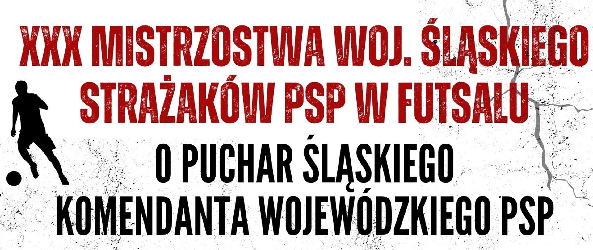 Plakat z turnieju XXX Mistrzostwa woj. śląskiego Strażaków PSP w Futsalu o Puchar Śląskiego Komendanta Wojewódzkiego PSP