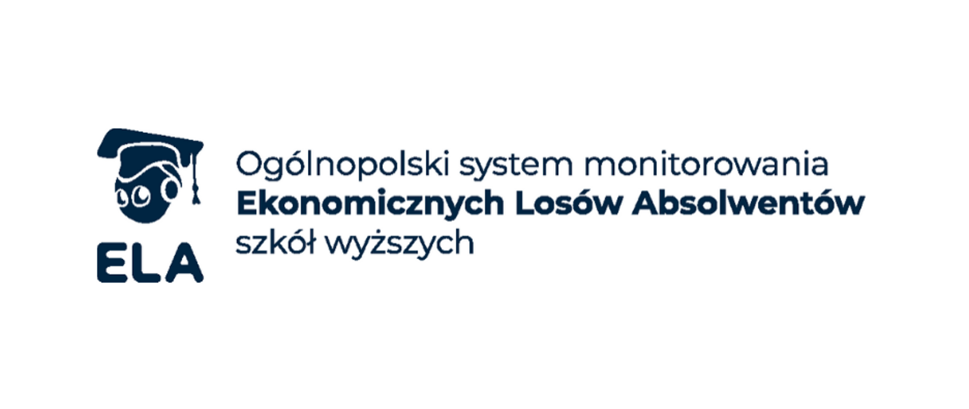 Logo ELA - napis ogólnopolski system monitorowania Ekonomicznych Losów Absolwentów szkół wyższych