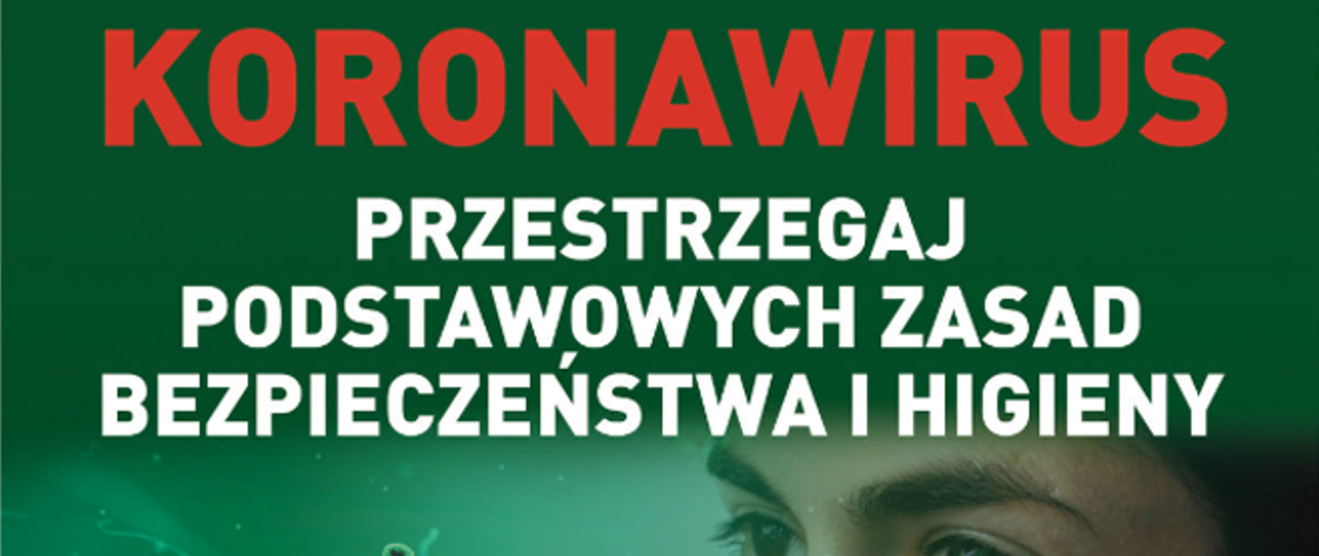 Plakat koronawirus, kobieta w maseczce 