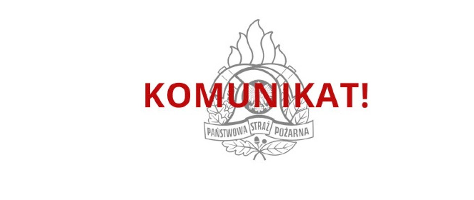 Napis komunikat na logo straży pożarnej 