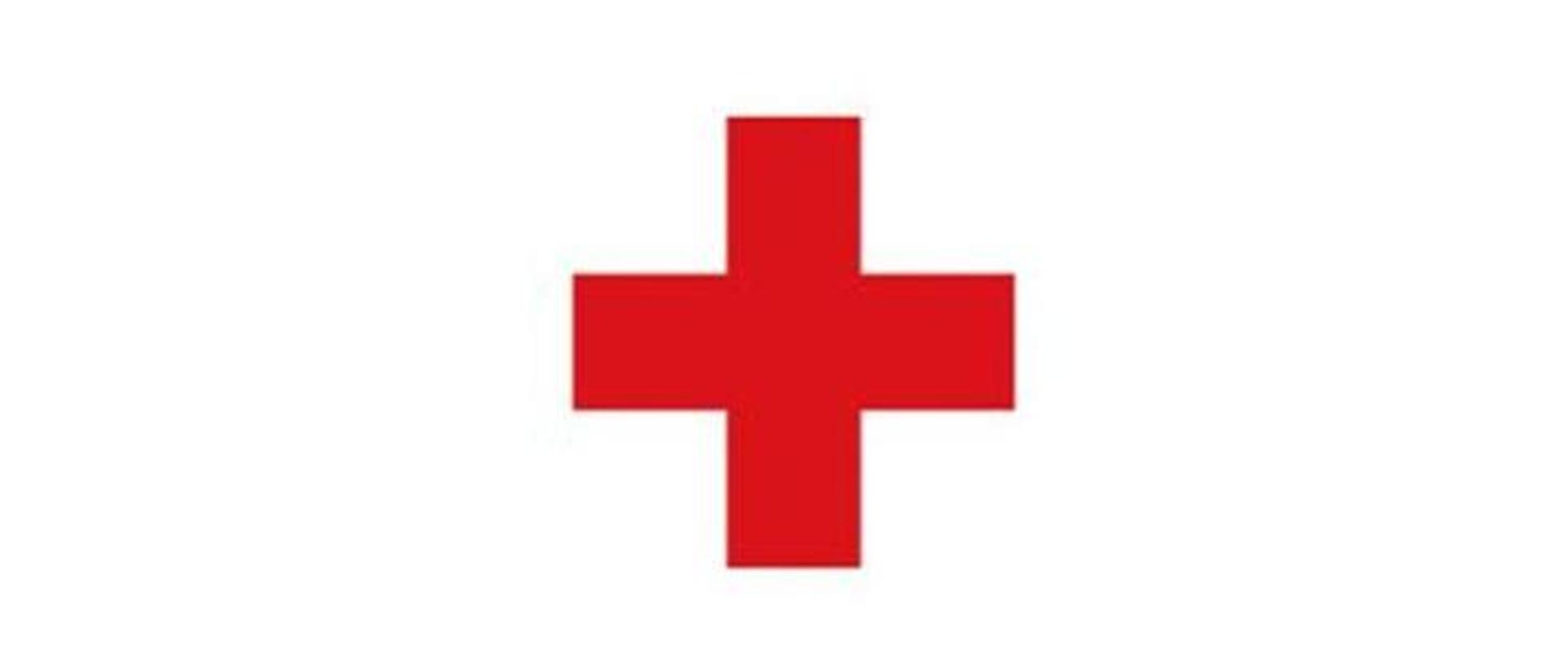 na białym tle znak czerwonego krzyża - krzyż koloru czerwonego