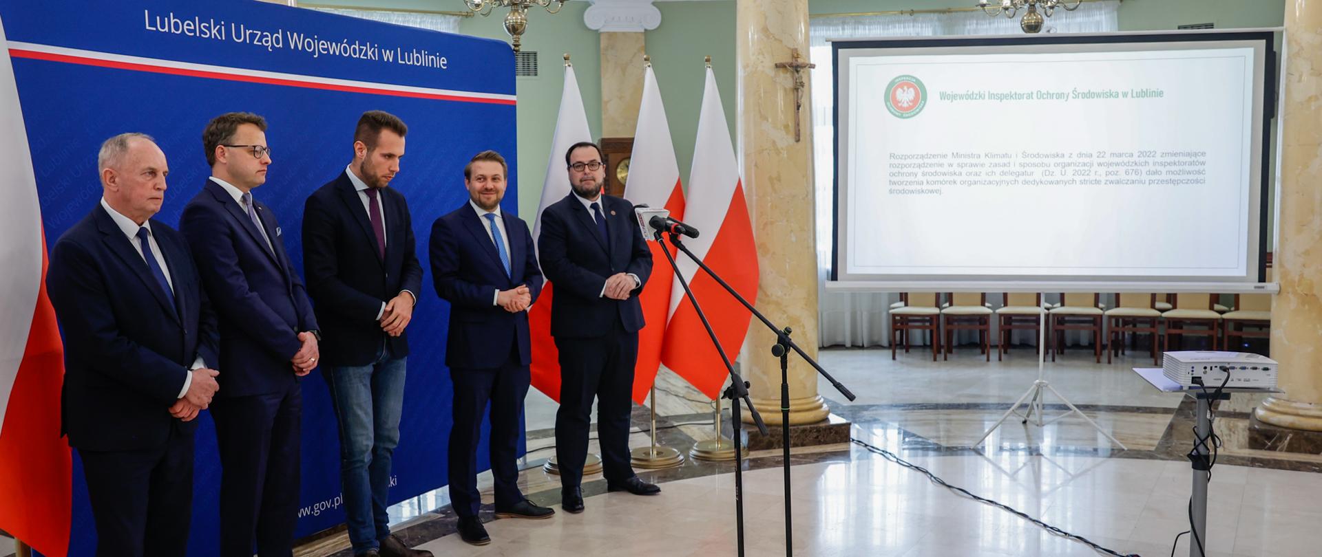 Konferencja prasowa z okazji inauguracji działania Wydziału Zwalczania Przestępczości Środowiskowej w strukturach Wojewódzkiego Inspektoratu Ochrony Środowiska w Lublinie.