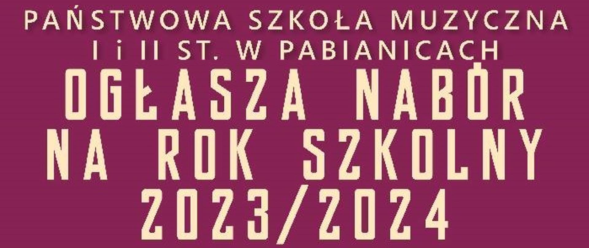 Państwowa Szkoła Muzyczna I i II stopnia w Pabianicach ogłasza nabór na rok szkolny 2023 / 2024