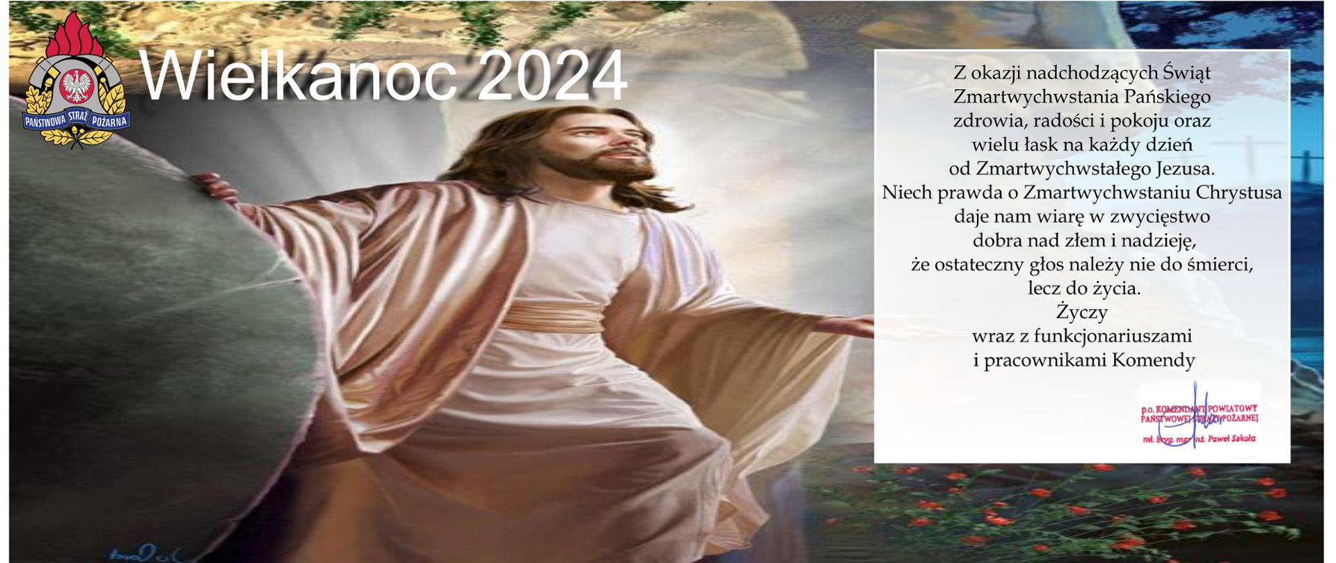 Kartka świąteczna z życzeniami Wielkanocnymi 2024 z motywem religijnym
