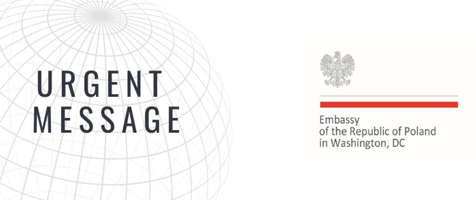 Logo of the official announcement of the Embassy of Poland in Washington, DC