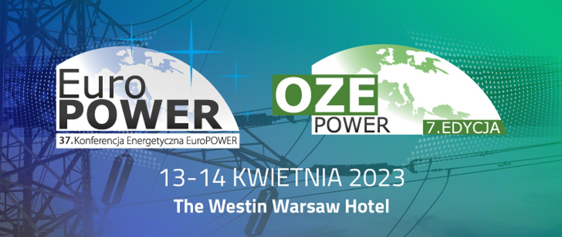 Grafika konferencji Euro-OZE z datą i miejscem: 13-14 kwietnia 2023, The Westin Warsaw Hotel