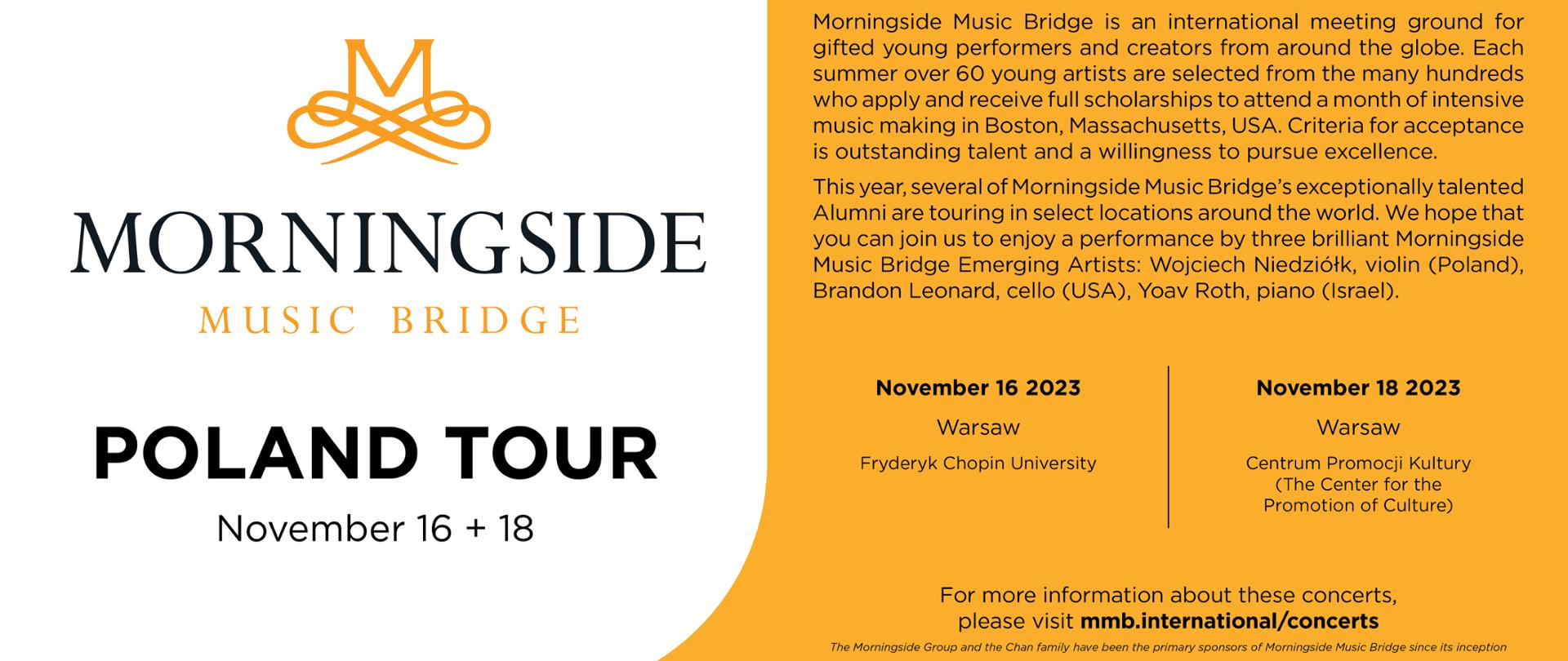 Plakat kursów mistrzowskich Morningside Music Bridge