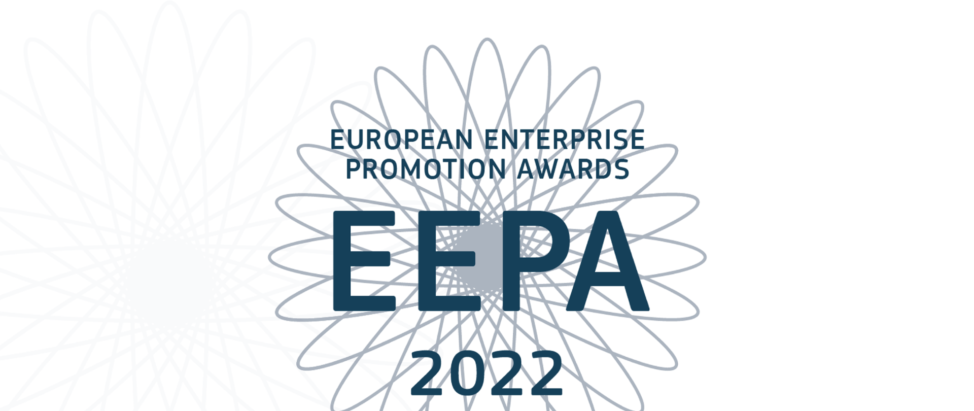 Na tle szarej grafiki napis EUROPEAN ENTERPRISE PROMOTION AWARDS EEPA 2022
