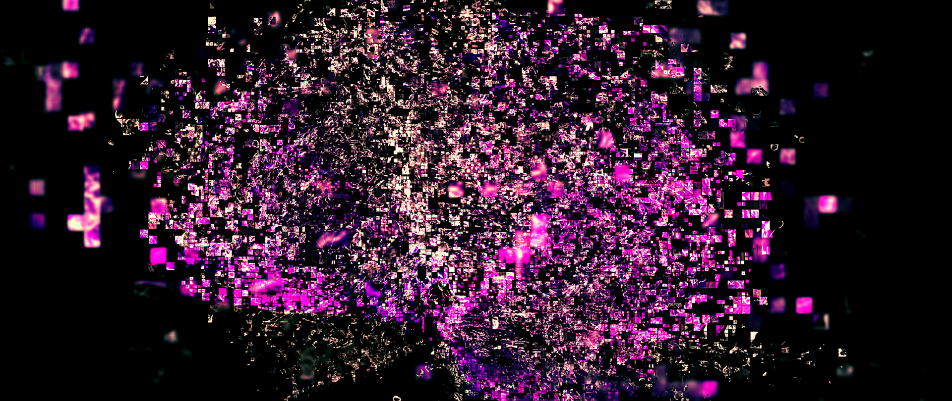 Czarno-różowa abstrakcja symbolizująca sztuczną inteligencję. 