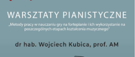 Plakat składa się z ciemnoszarego tła. W lewym górnym rogu logo PSM w Pabianicach, w dolnej części czarna rycina fortepianu.
W centralnej części informacja i warsztatach i nazwisko prowadzącego.