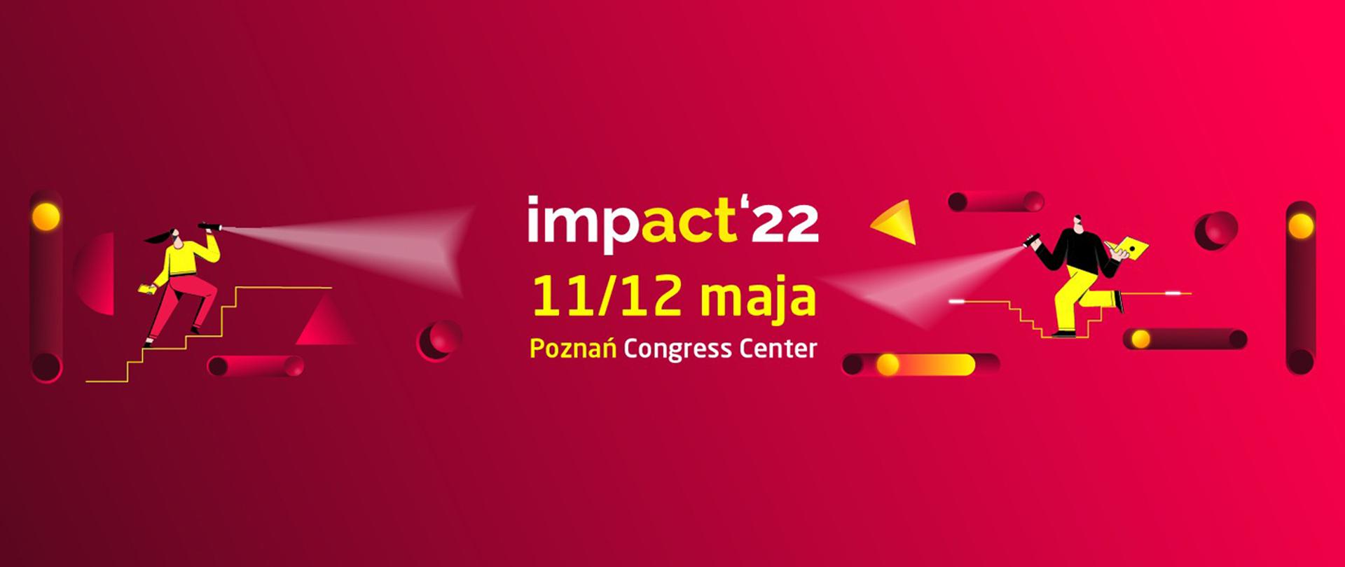 czerwona grafika z żółtymi literami IMPACT 22