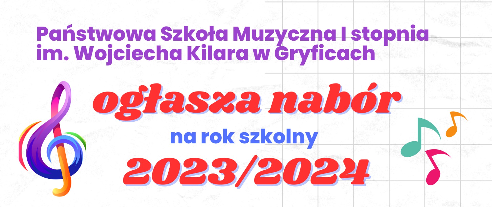 Plakat o naborze do szkoły na rok szkolny 2023/2024