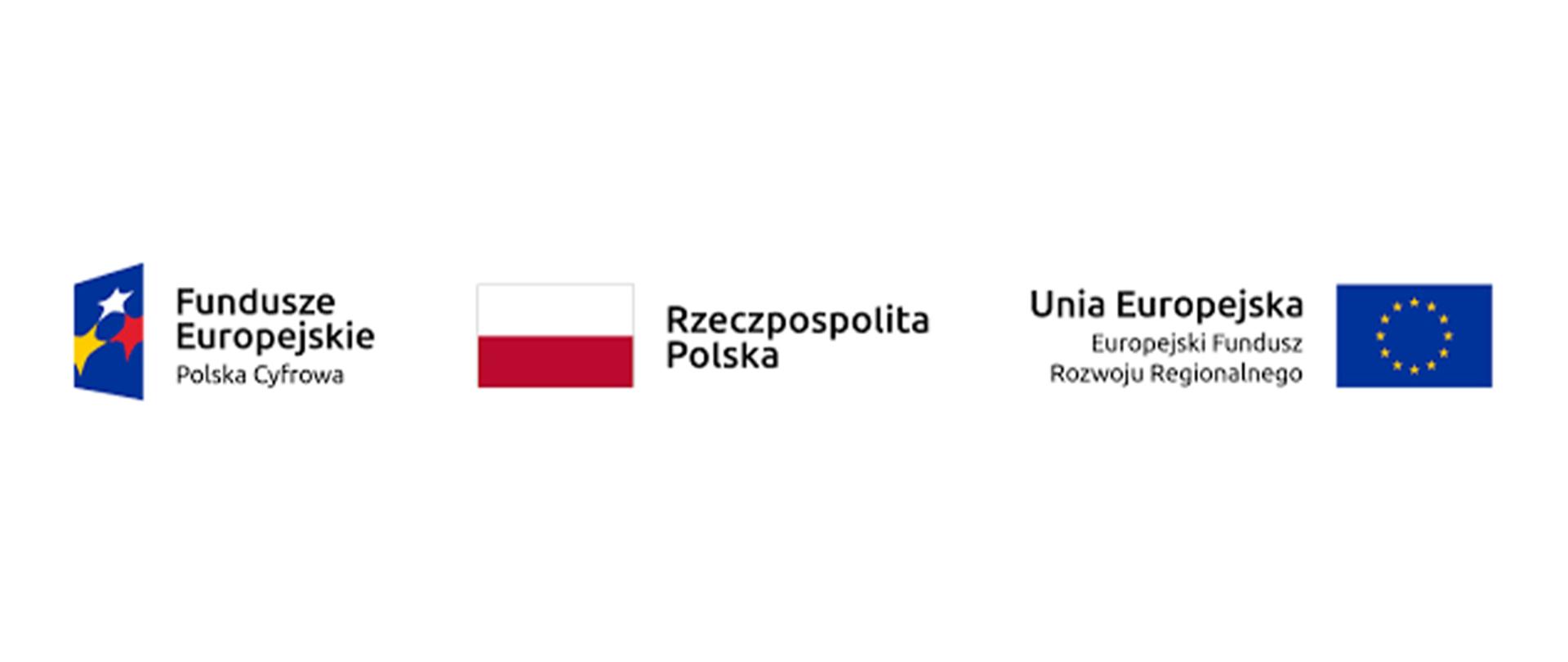 Logotyp partnera projektu: Fundusze Europejskie Polska Cyfrowa, Flaga RP, Flaga UE