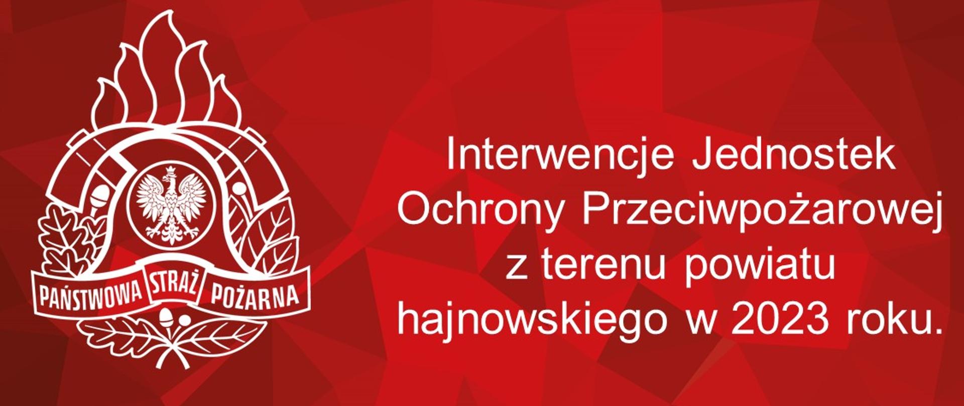 Interwencje Jednostek Ochrony Przeciwpożarowej z terenu powiatu hajnowskiego w 2023 roku