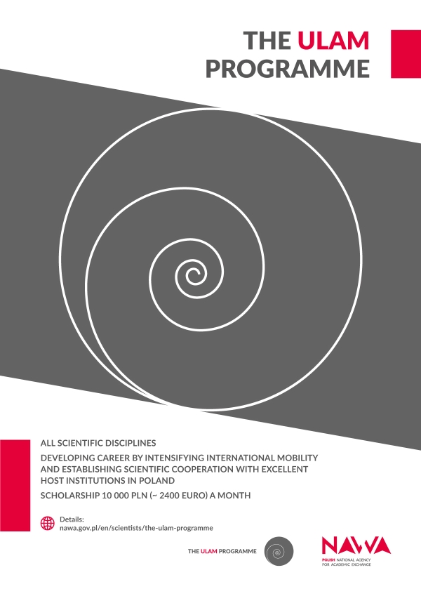 Plakat programu - logo w formie szarej spirali