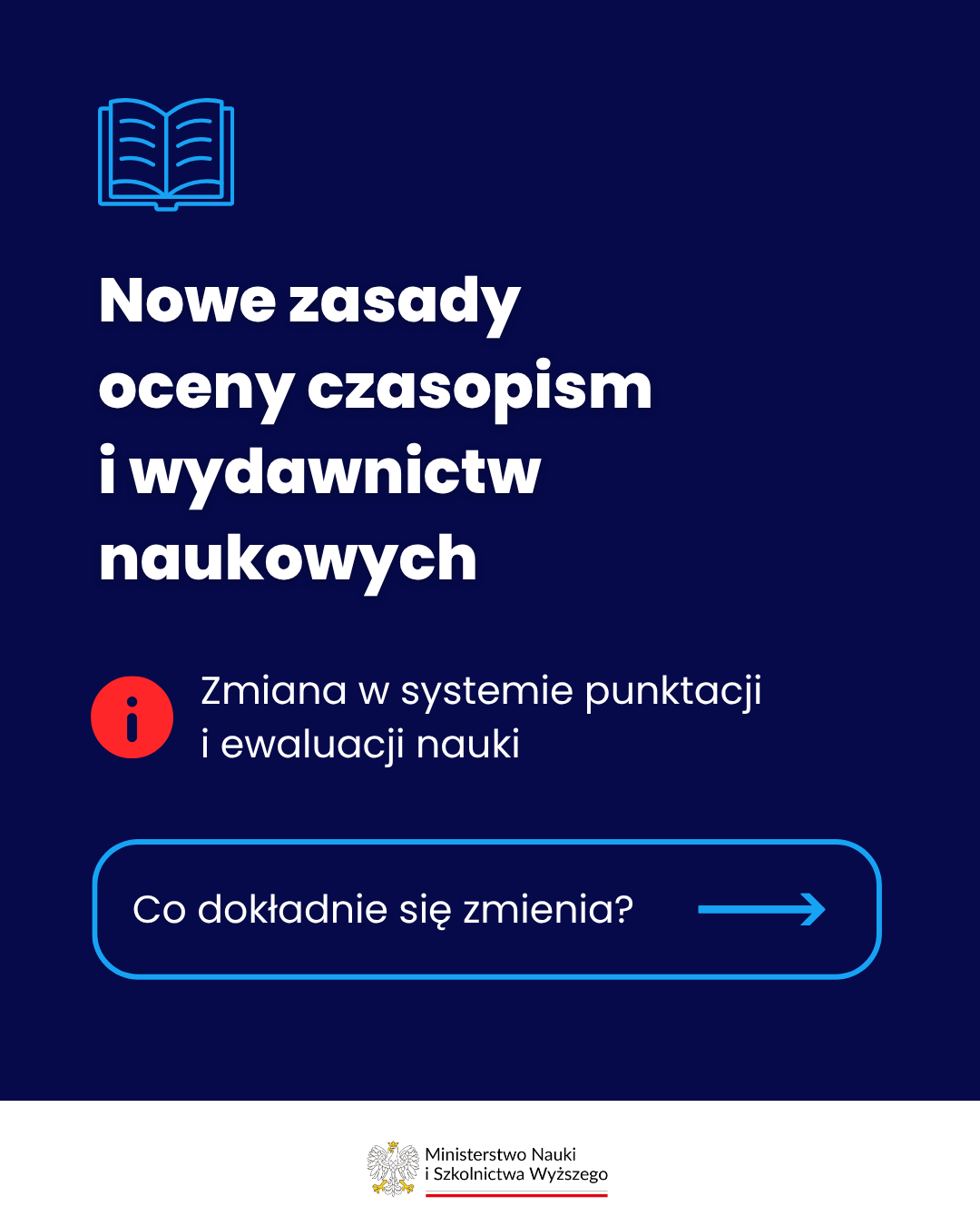 Infografika - napis Nowe zasady oceny czasopism i wydawnictw naukowych.