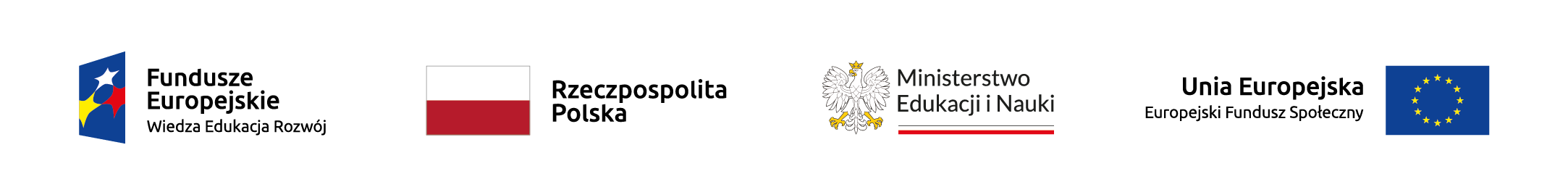 Logotypy PO WER, Rzeczpospolitej Polskiej, MEiN oraz UE.