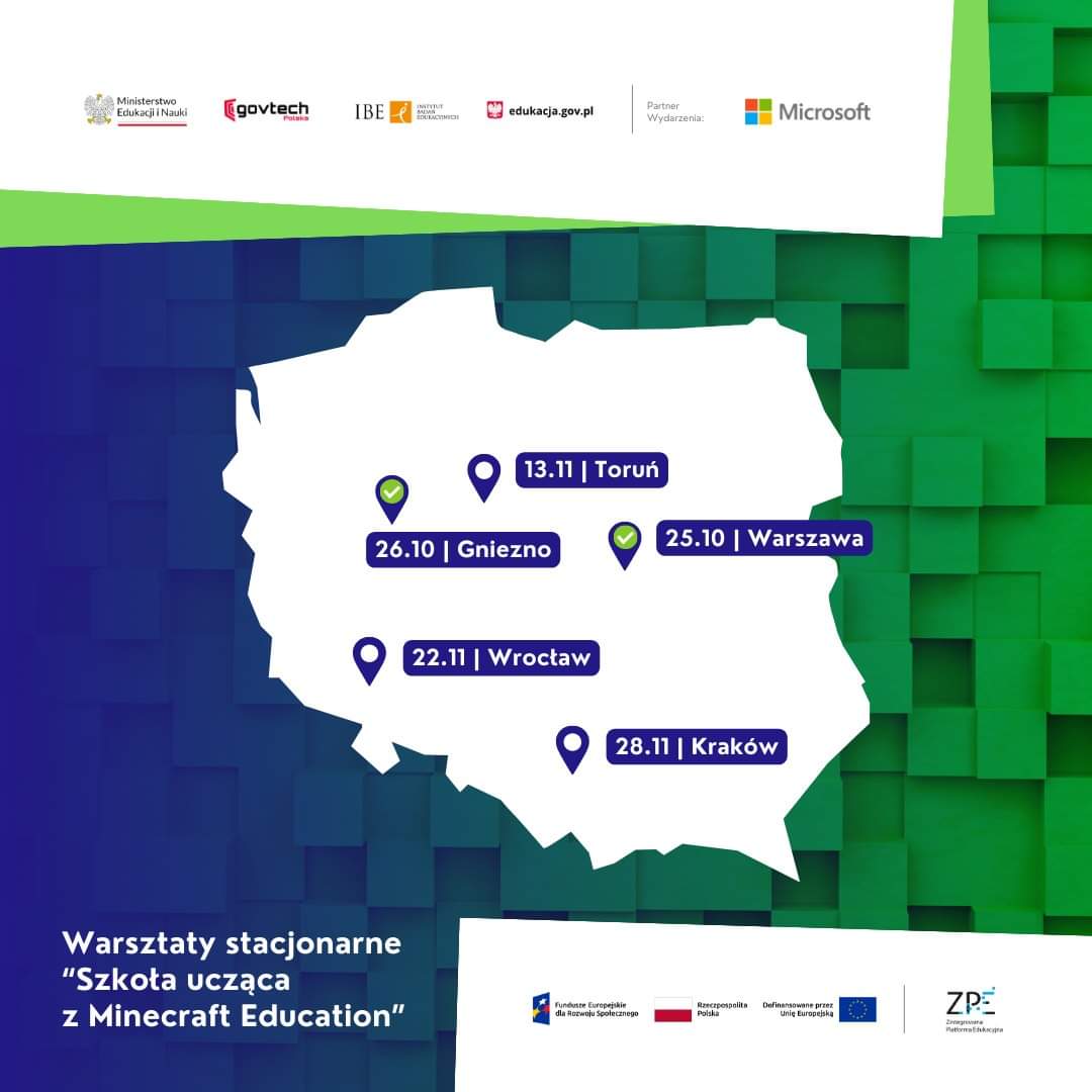Infografika - na mapie Polski zaznaczone punkty - miasta, w których odbywają się spotkania.