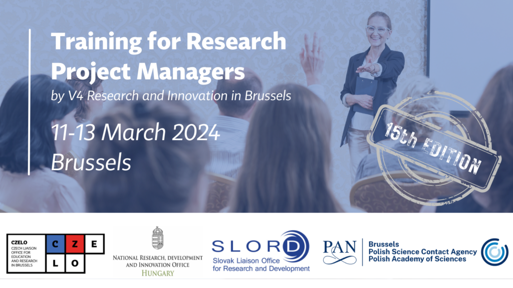 Baner informacyjny z napisem Training for Research Project Managers.