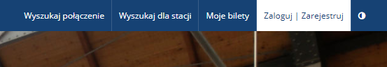 Zrzut ekranu ze strony Bilkom.pl - w prawym górnym rogu zaznaczono odnośnik "Zaloguj | Zarejestruj"