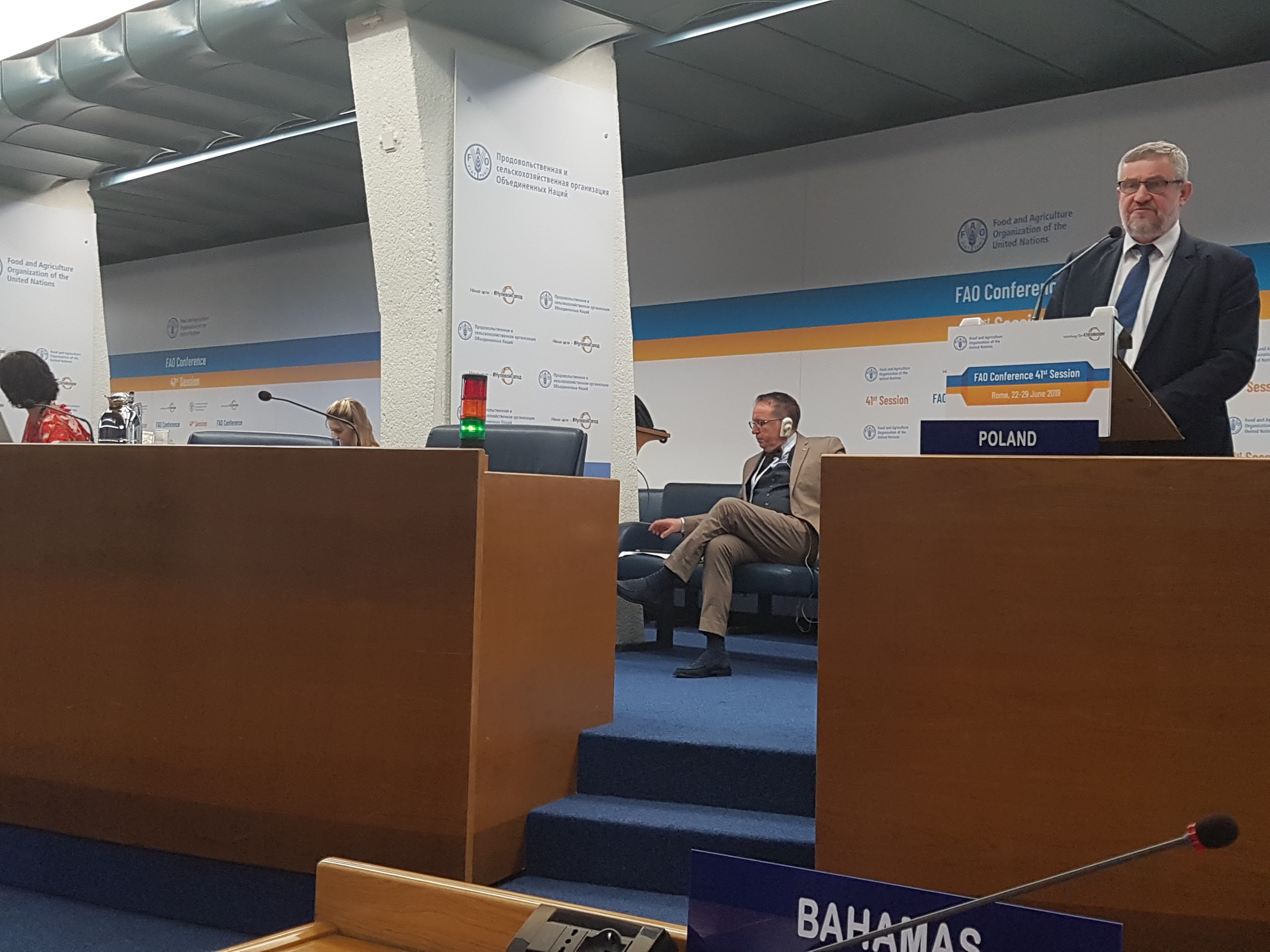 Wystąpienie 41 Sesja Konferencji ONZ ds. Wyżywienia i Rolnictwa ( FAO) temat Migracja, Rolnictwo i Rozwój Obszarów Wiejskich fot. Grzegorz Gałązka