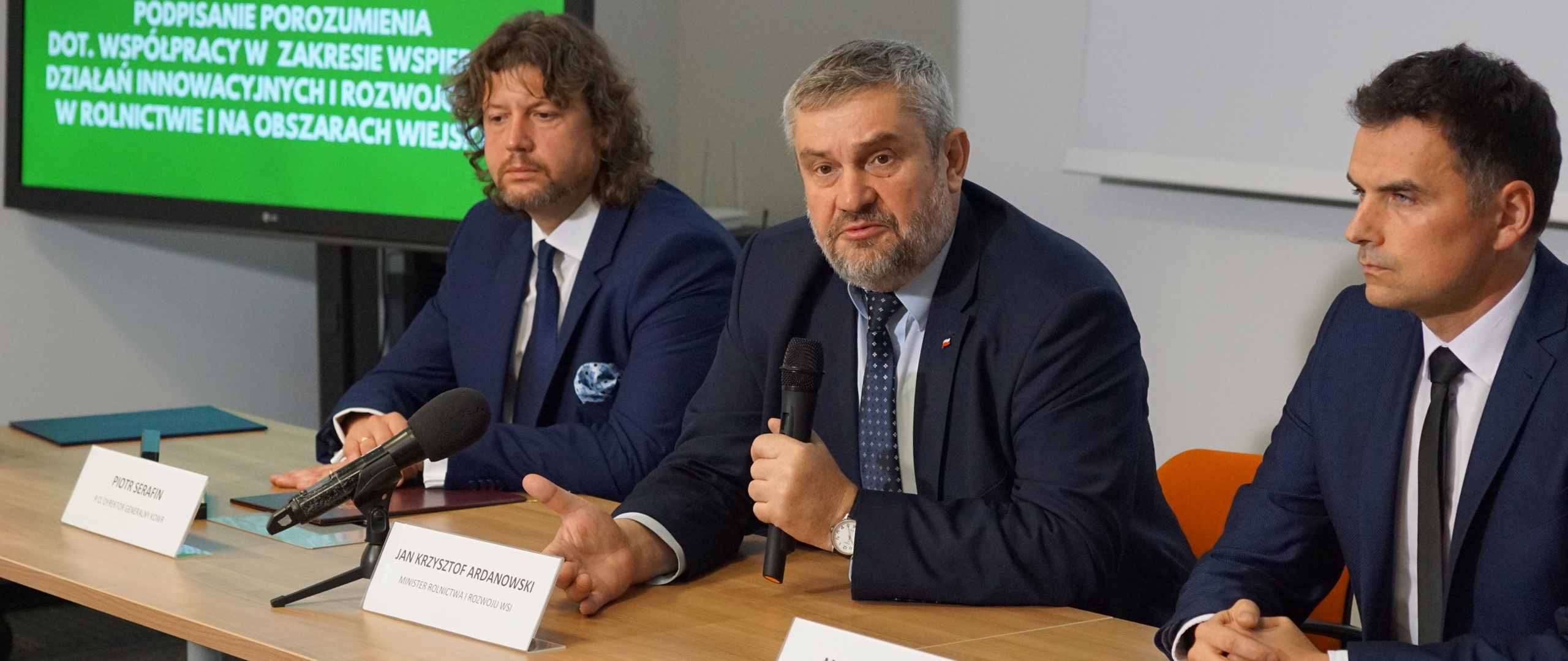 Minister J.K. Ardanowski podczas wystąpienia na uroczystości podpisania porozumienia