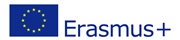 Logotyp Erasmus+ na białym tle. Po lewej stronie flaga Unii Europejskiej, po prawej niebieski napis Erasmus+ 