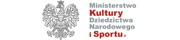 Logo Ministerstwa Kultury, Dziedzictwa Narodowego i Sportu z wizerunkiem orła ustalonego dla godła Rzeczypospolitej Polskiej. W znaku zawarta jest również nazwa Ministerstwa Kultury, Dziedzictwa Narodowego i Sportu.