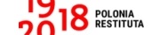 Logo Polonia Restituta - stylizowane czerwone daty 1918 - 2018 i czarny napis Polonia Restituta