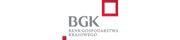 BGK - czerwony kwadrat po prawej. Napis pod spodem: Bank Gospodarstwa Krajowego 