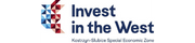 Napis Invest in the West z graficznym obrysem województwa lubuskiego 
