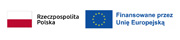 Flaga Polski z napisem "Rzeczpospolita Polska" oraz flaga Unii Europejskiej z napisem: "Finansowane przez Unię Europejską"