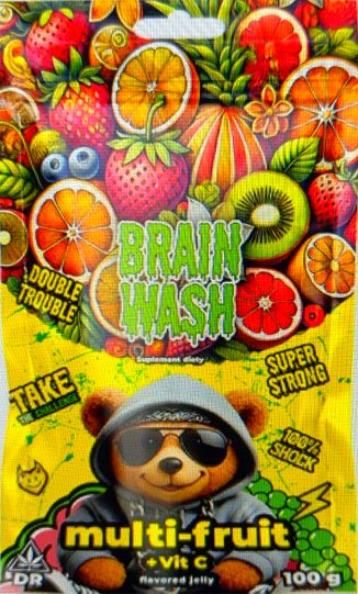 BRAIN WASH, suplement diety – żelki konopne o smaku wieloowocowym z dodatkiem witaminy C, 100 g