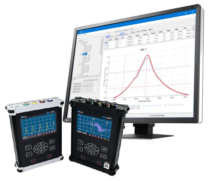 Przenośny wielokanałowy przyrząd pomiarowy do analizy sygnałów z czujników ciśnienia w komorze spalania, czujników wibracji i czujników ultradźwiękowych.