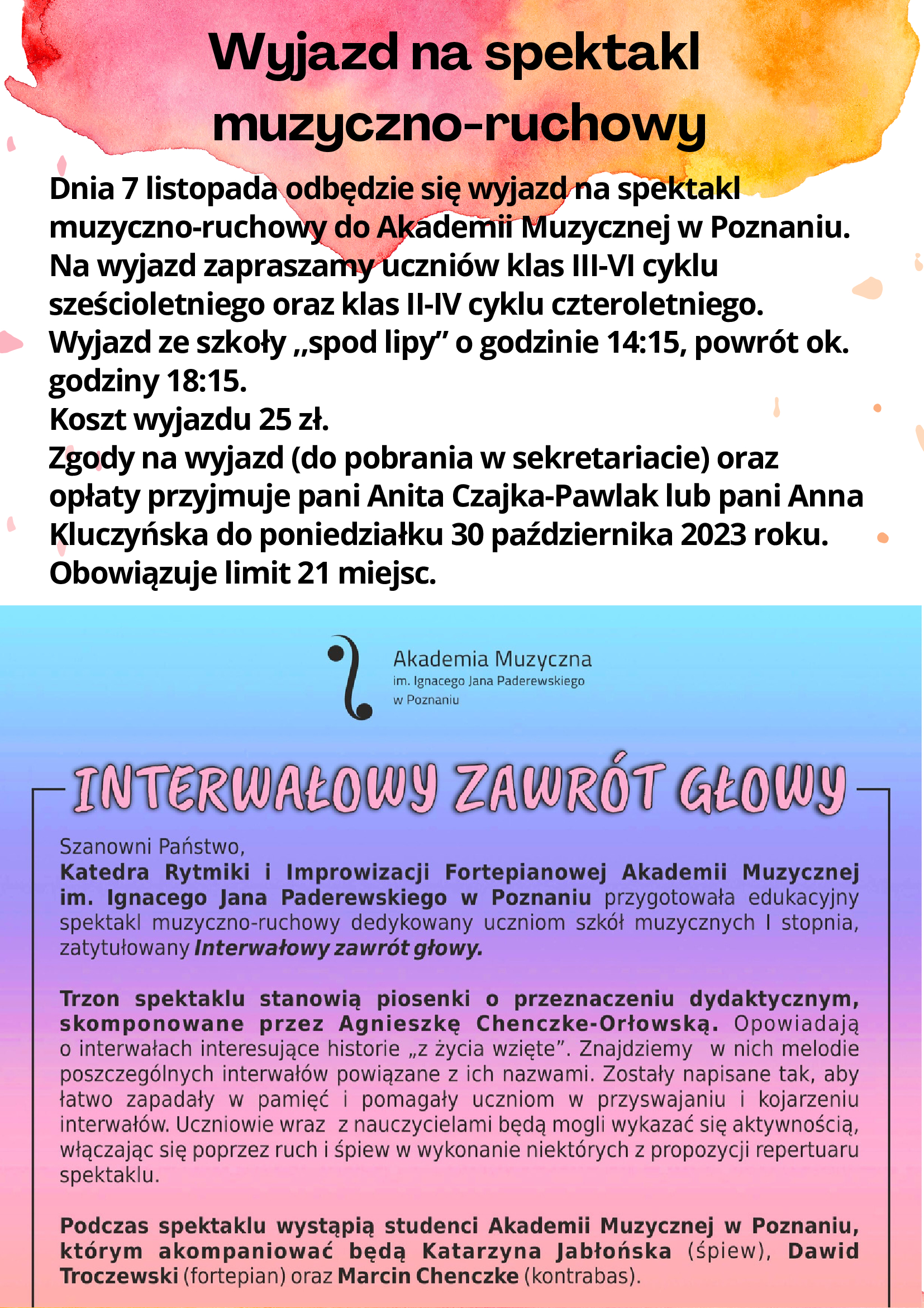 Plakat - wyjazd na spektakl