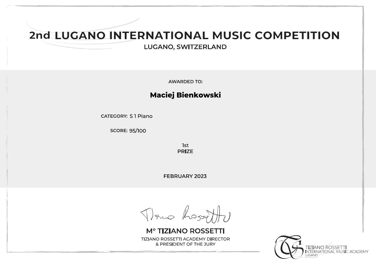 Maciej Bieńkowski I miejsce