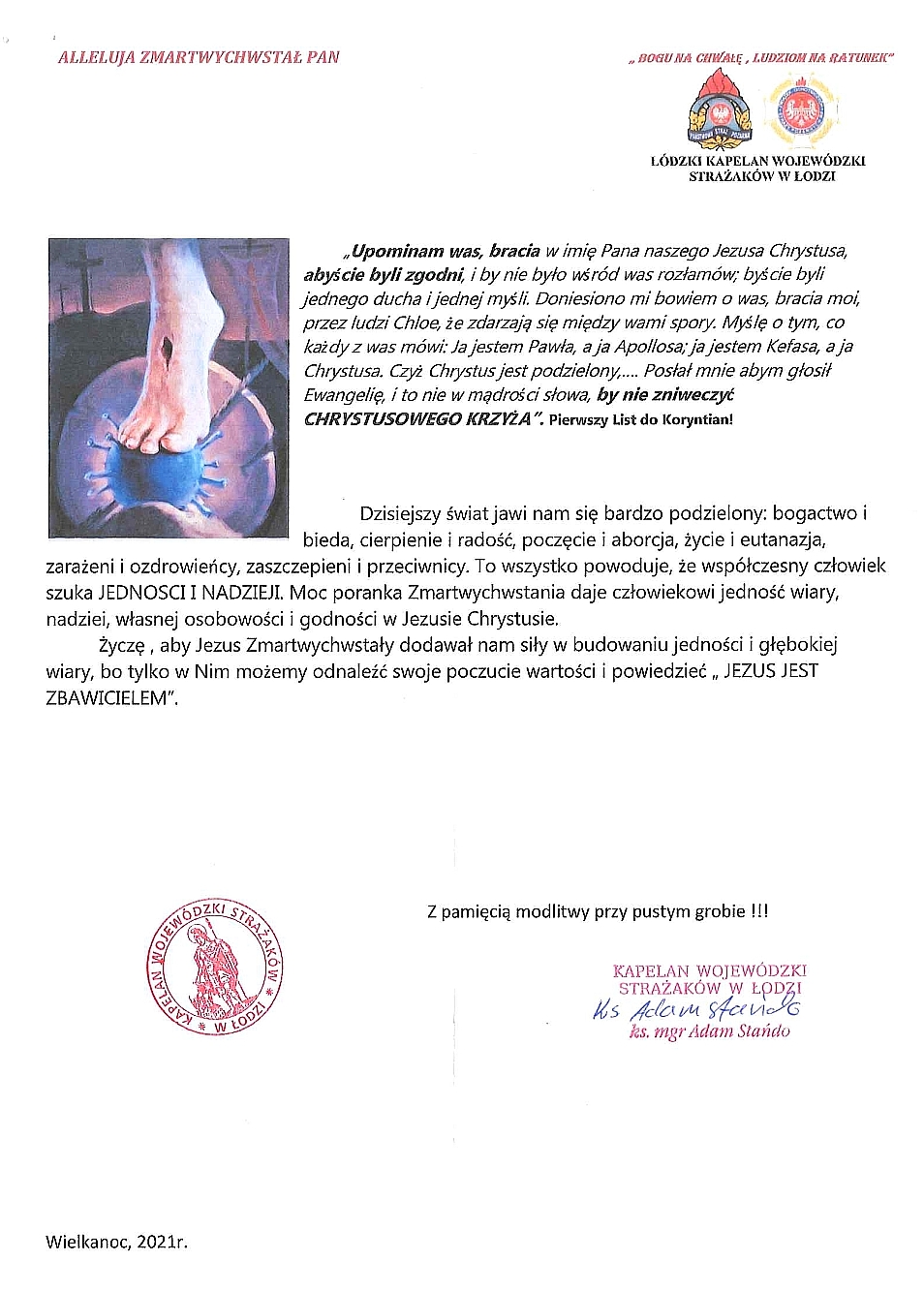Życzenia Wielkanocne Wojewódzkiego Kapelana Strażaków