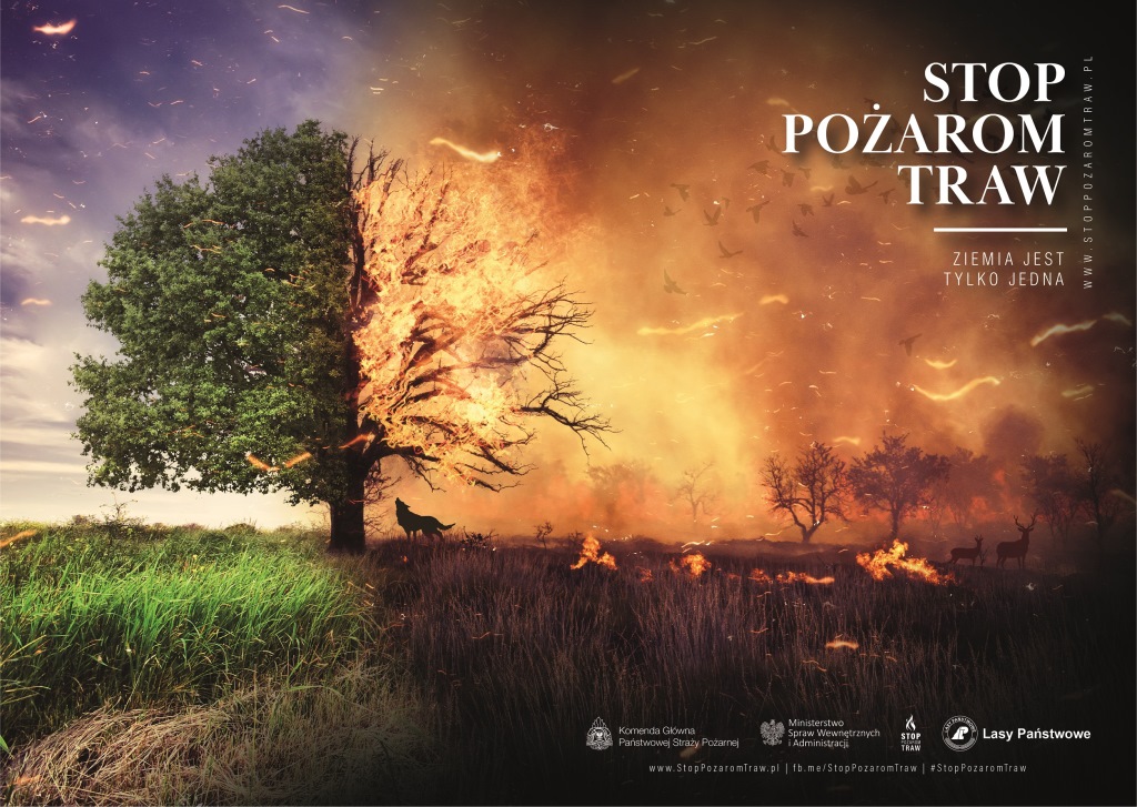 Plakat promujący akcję stop pożaromtraw